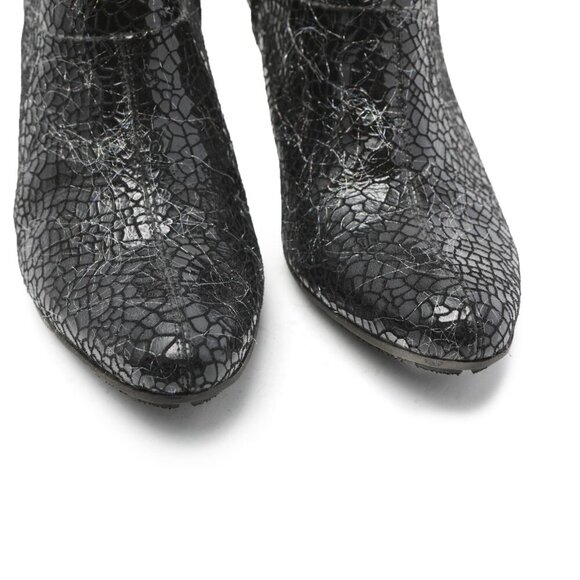 Ron White Leather Patent Ankle Shoe Shootie Black Reptile Eyelash Holographic 42 - Picture 12 of 13
